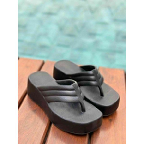 Anabela Tamanco 8 cm Super Leve e Macio_100- Preto