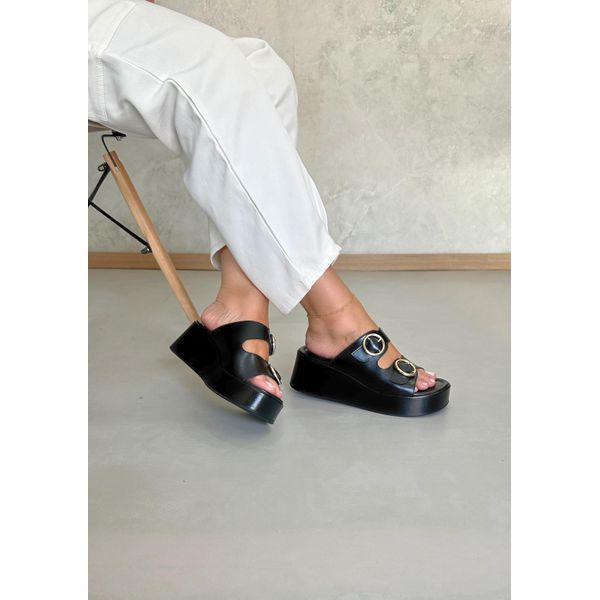 Anabela Fivela Redonda 6 cm_3188- Preto