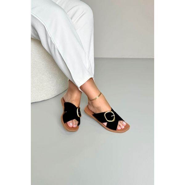 Sandália Rasteira Max Fivela_3340- Preto 