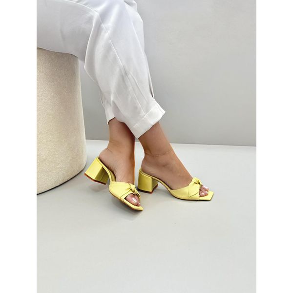 Tamanco Laço Folha 6 cm_3373- Amarelo