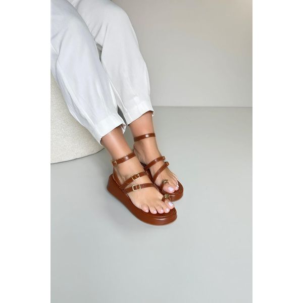 Sandália Papete 2 Fivelas Dedo_3419- Marrom