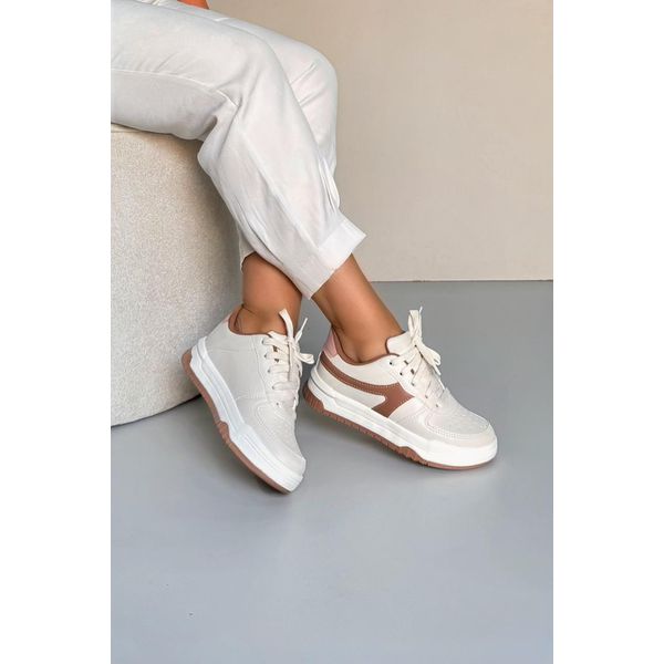 Tênis Estiloso Sola Alta_3447- Off/ Rose