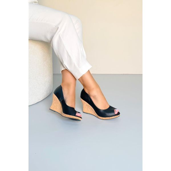 Anabela Cunha Salto Cortiça 10 cm_3454- Preto