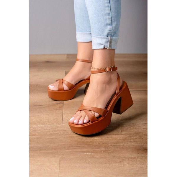 SANDÁLIA MEIA PATA SUPER LEVE 8CM_1901 - CARAMELO