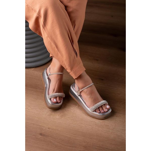 SANDÁLIA FLAT TIRAS GROSSA STRASS_2064 - PRATA