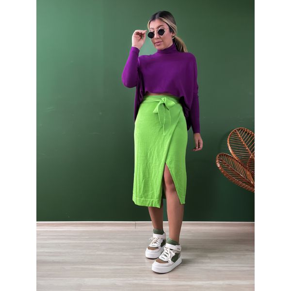 Saia Midi Tricot Verde