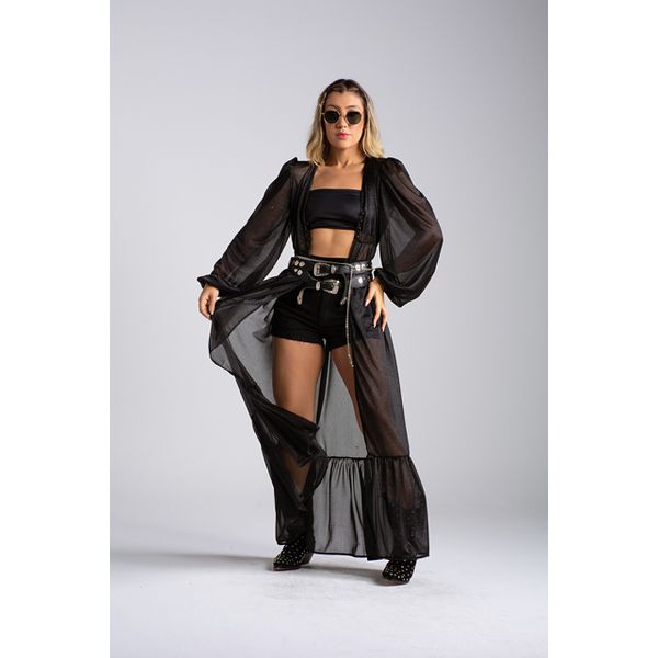 Kimono preto transparente store