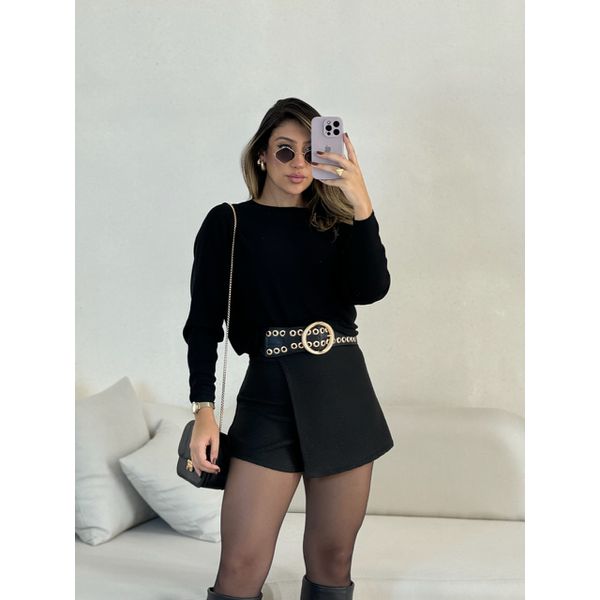 BLUSA CÁTIA MANGA LONGA PRETA