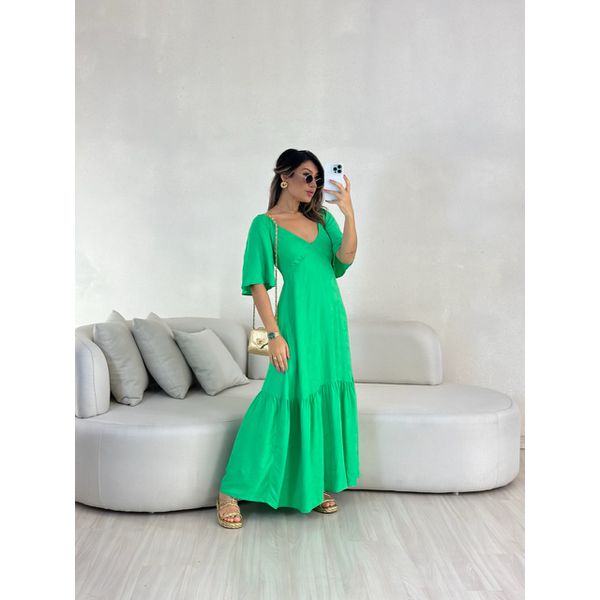 VESTIDO LAUANA MANGA VERDE