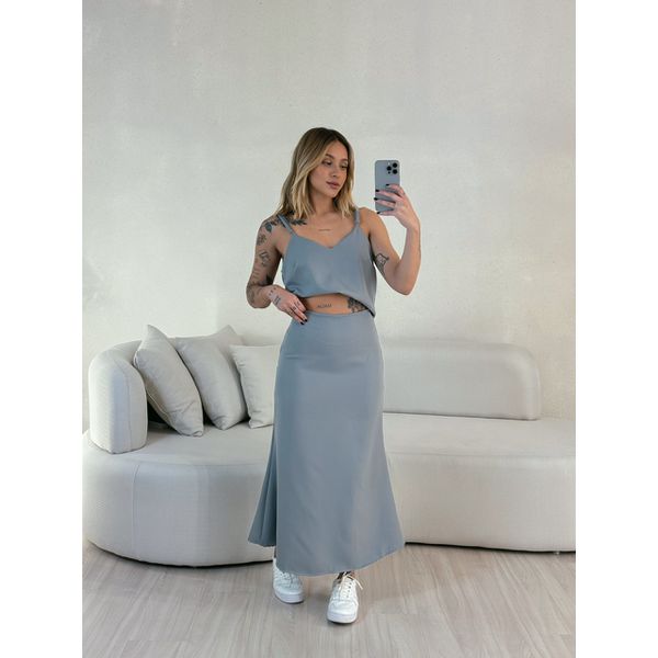 CONJUNTO PRISCILA SAIA MIDI CINZA