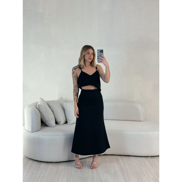 CONJUNTO PRISCILA SAIA MIDI PRETO