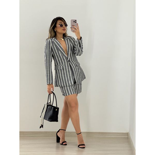 CONJUNTO STRIPES BLAZER PRETO