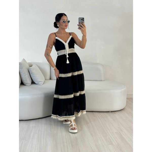 VESTIDO KAREN CROCHÊ PRETO