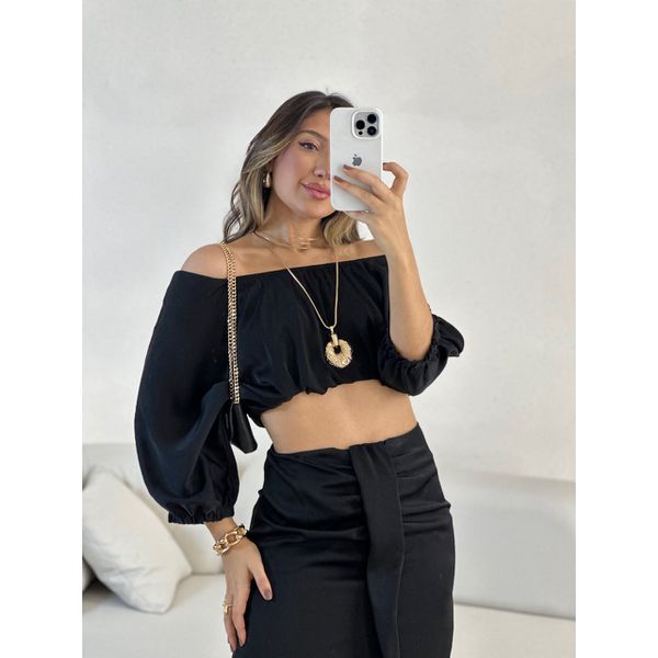 CROPPED MELISSA COSTAS ABERTA PRETO