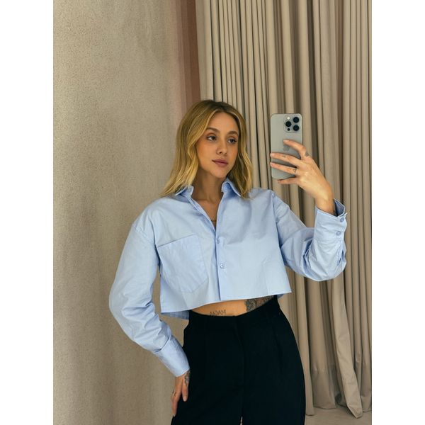 CAMISA CROPPED LUNA AZUL