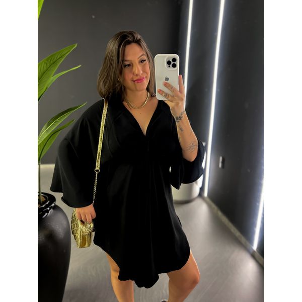 Vestido preto hot sale com kimono