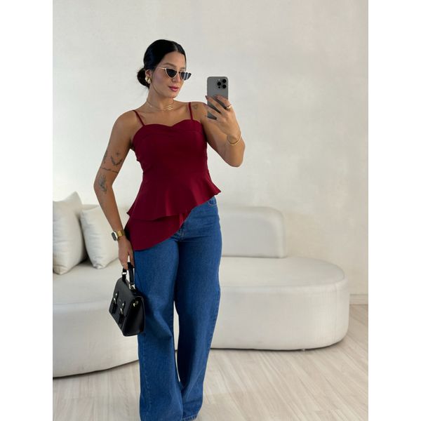 BLUSA EMANUELY ASSIMÉTRICA CHERRY RED