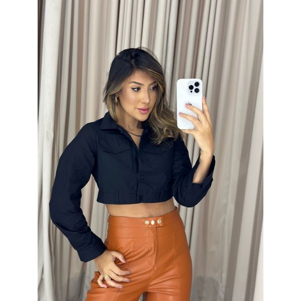 CAMISA CROPPED ANA PRETA