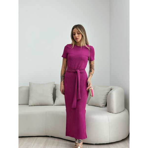 VESTIDO AURORA MIDI FUCSIA