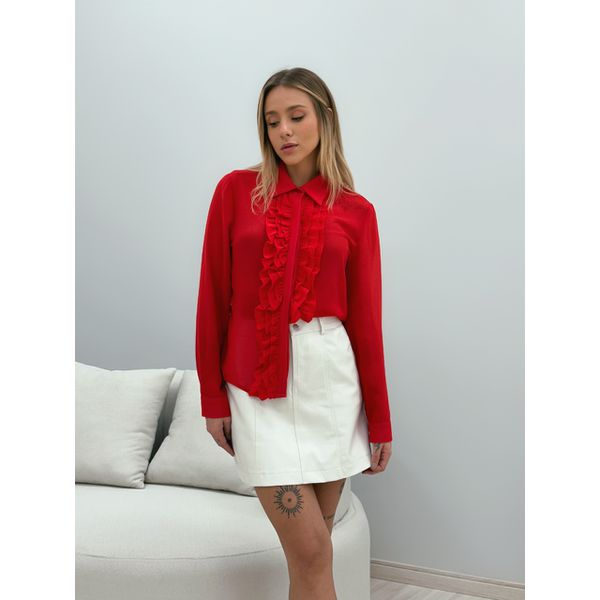 CAMISA YASMIN BABADO VERMELHO