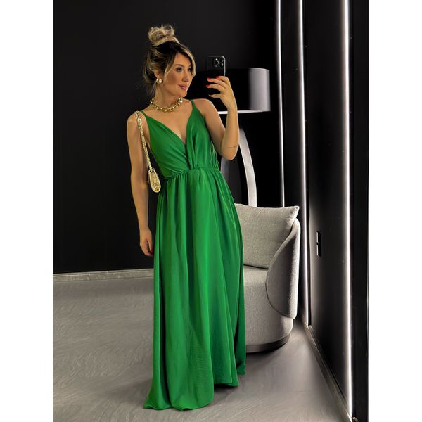 VESTIDO ALÇA NÓ LONGO VERDE