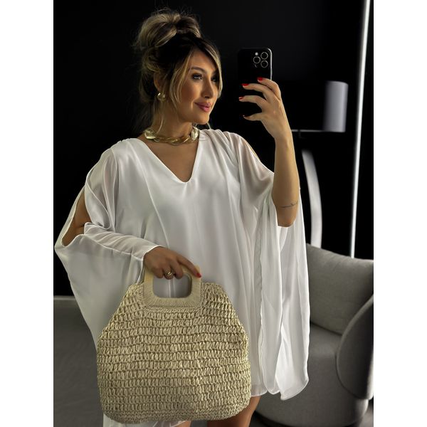 Vestido manga hot sale aberta