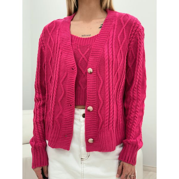 CONJUNTO LAÍS TOP CARDIGAN PINK