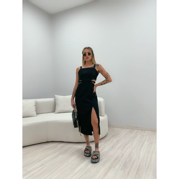 VESTIDO VIVIAN MIDI PRETO