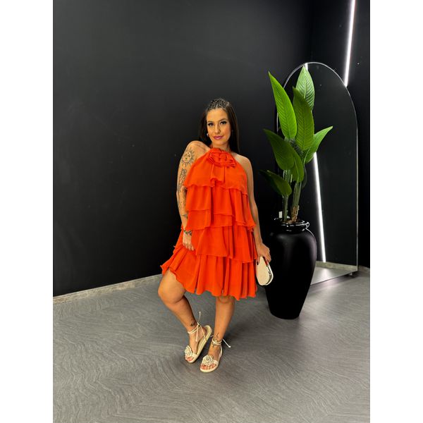 Vestido curto laranja online