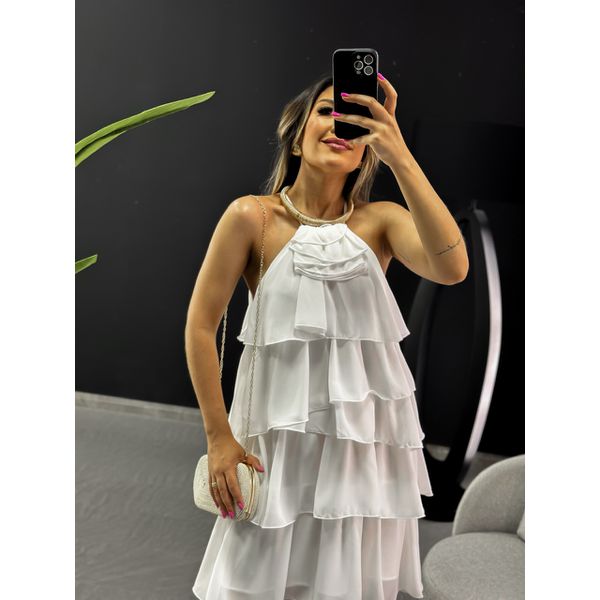 Vestido sale babado curto