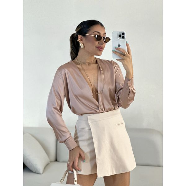 CAMISA ACETINADA NUDE