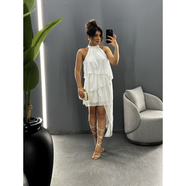 Vestido branco assimetrico clearance