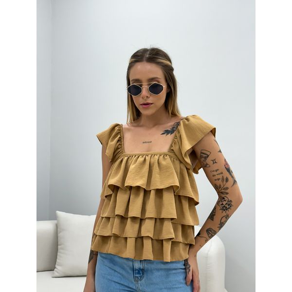 BLUSA BABADO LASTEX NUDE