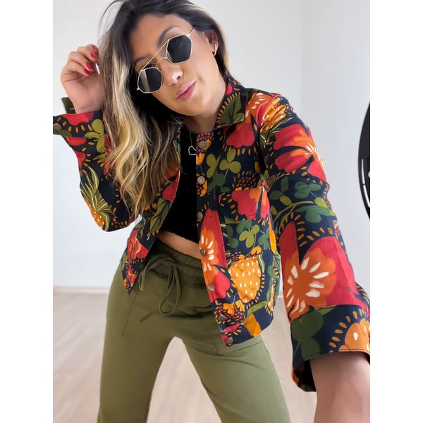 Jaqueta shop jeans estampada
