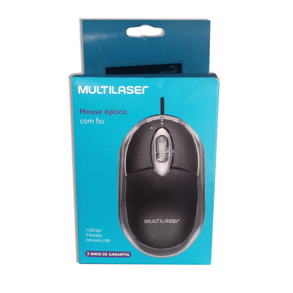 Mouse Multilaser Optico Classic Preto 1200 Dpi Preto Usb - MO179