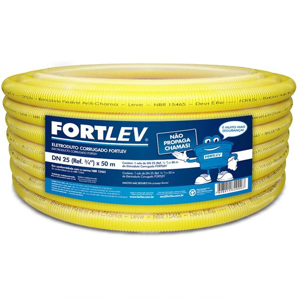 TUBO CORRUGADO FORTLEV AMARELO 3/4 25MM (Venda Por Metro)