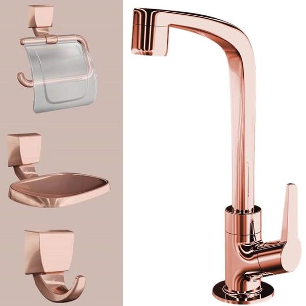 Kit Lavabo Com Torneira Lorenzetti Flatt Rose Abs 