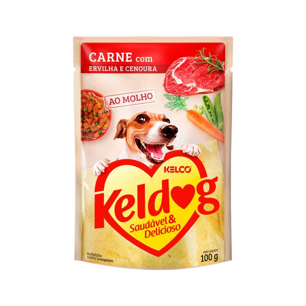 Keldog Alimento Úmido Sachê Carne com Ervilha e Cenoura 100g