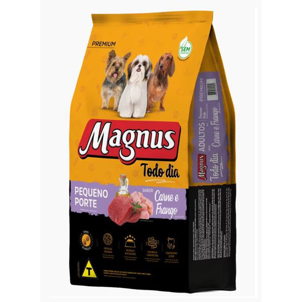MAGNUS RAÇÃO TODO DIA CÃO ADULTO PORTE PEQ CARNE/FRANGO 15KG