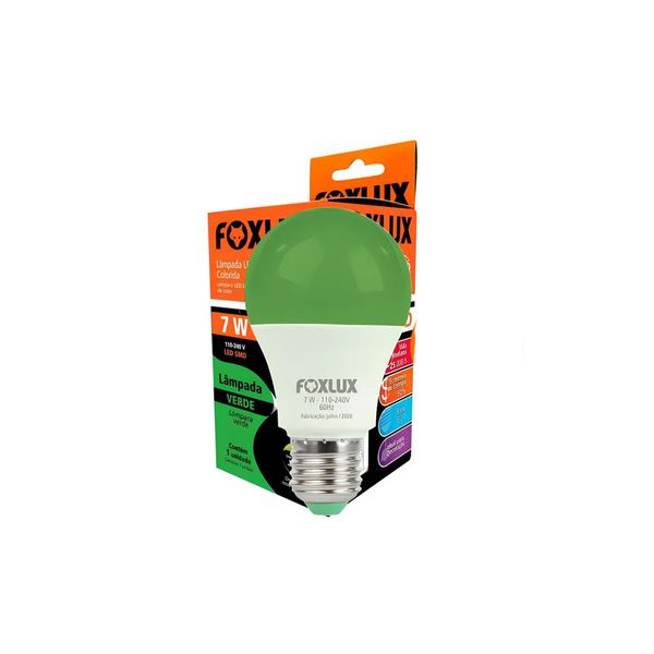 LAMPADA LED BULBO COLORIDA 7W VERDE FOXLUX 