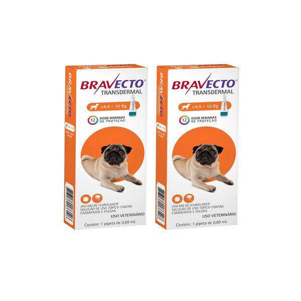 kit 2 Antipulgas e Carrapatos Bravecto MSD para Cães de 4,5 a 10 kg