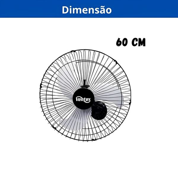 VENTEX VENTILADOR DE PAREDE 60CM PRETO 210W BIVOLT TEX6 MAX TURBO