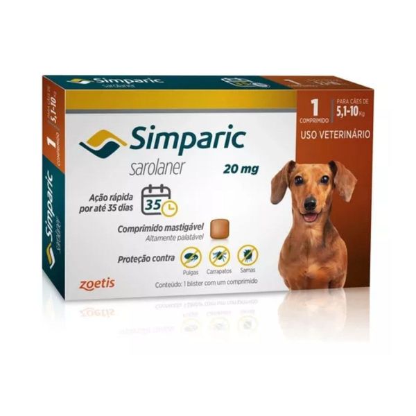 Simparic 20mg 5,1 A 10kg - Caixa C/3 Comprimidos