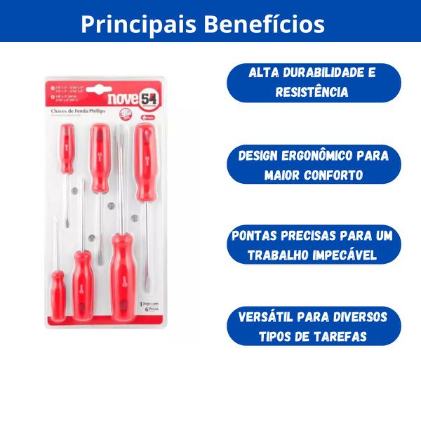 JOGO CHAVE FENDA/PHILLIPS 6PC AC 954 VONDER | Casa Anzai