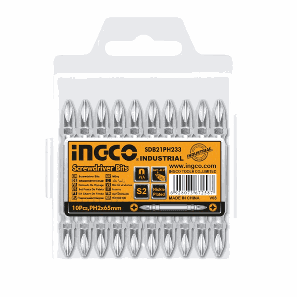 Ingco Jogo De Bits Ponteira Dupla Imantada Philips PH2 Com 10 Peças (SDB21PH233)