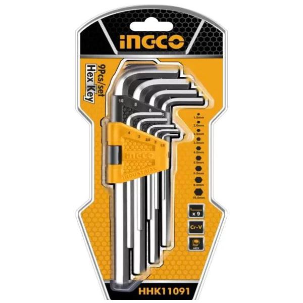 INGCO JOGO DE CHAVE ALLEN COM 9 PEÇAS DE 1,5 A 10MM (HHK11091)