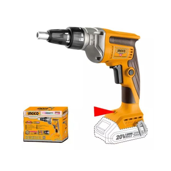 INGCO PARAFUSADEIRA PARA DRYWALL 1/4POL BATERIA (NÃO ACOMPANHA) 20V LINHA P20S