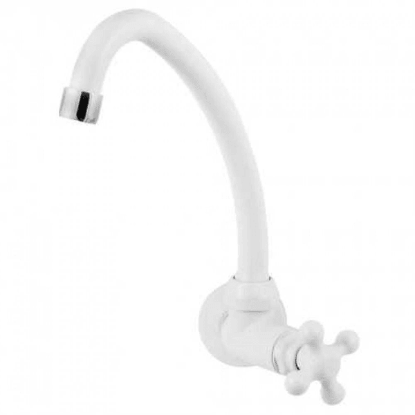 Torneira Para Cozinha De Parede Com Bica Móvel Branca 3/4' Marujá 1130402 - Viqua