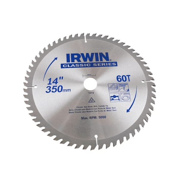 Serra Circular Estacionária Para Madeira 350mm x 30mm 60 Dentes - Irwin