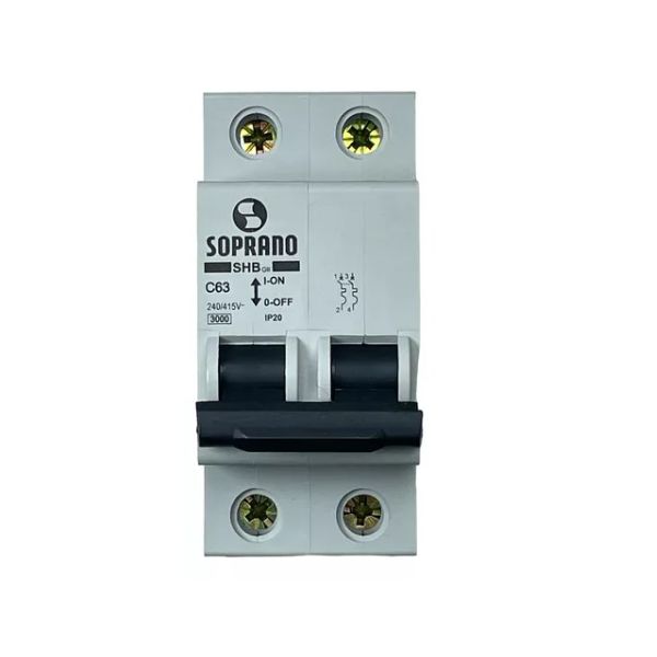 DISJUNTOR BIPOLAR.63A DIN SOPRANO (SHB2-C63A)